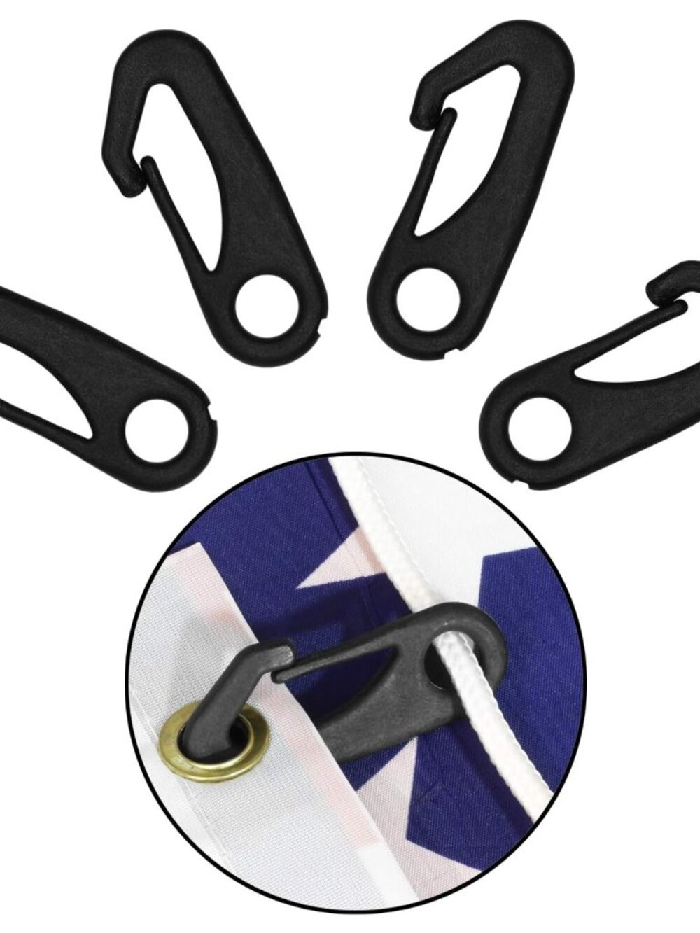 4 PCS Heavy Duty Flagpole Snap Hook Clips - Flag Pole Attachment Accessory - Att